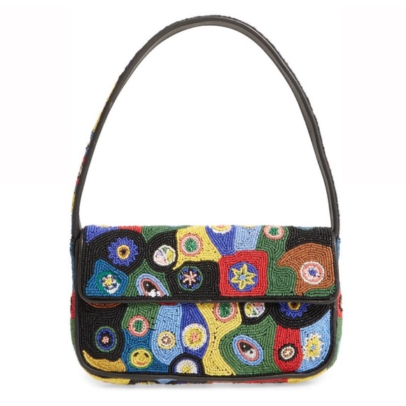 STAUD Handbags - STAUD TOMMY BEADED BAG SHOULDER NEW W/ TAGS PURSE BLACK MILLEFIORI